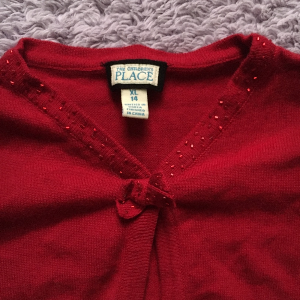 NWOT Children's Place Red Cropped Sweater Cardigan